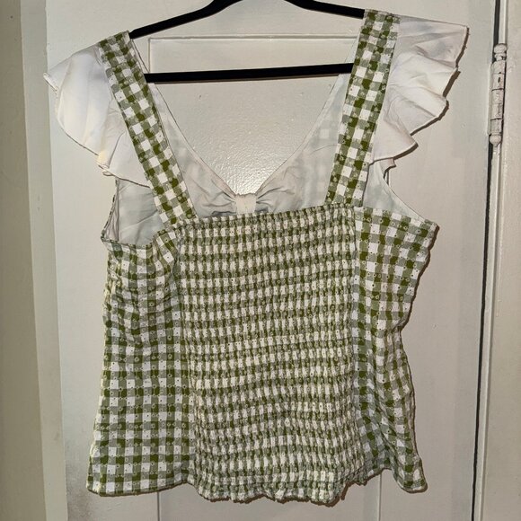 Smak Parlour – Green and White Gingham Tie-Front Top (Size 1X), EUC. - Picture 2 of 3
